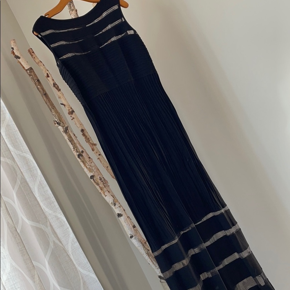 Tadashi Shoji black illusion gown